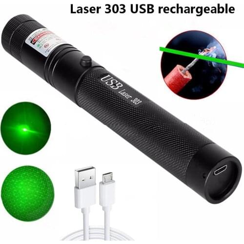 High-power green red laser pointer USB rechargeable built-in battery 5mW 532nm outdoor hunting green laser sight burning laser