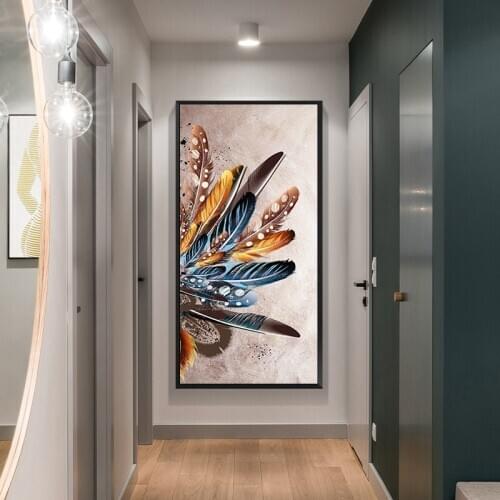 Colourful Feather Wall Art Canvas Posters and Prints Abstract Painting Nordic Decoration Wall Picture for Living Room Home Decor
