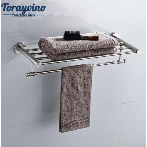 Torayvino Bathroom Towel Rack Wall Mounted Nickel Brushed porte serviettes salle bain Towels Shelf Stainless Steel Towel Holder
