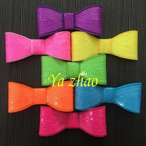 Neon Color 5inch Large Sequin Bows, Hair headband Bows, 35pcs/lot 7Color Free Shipping