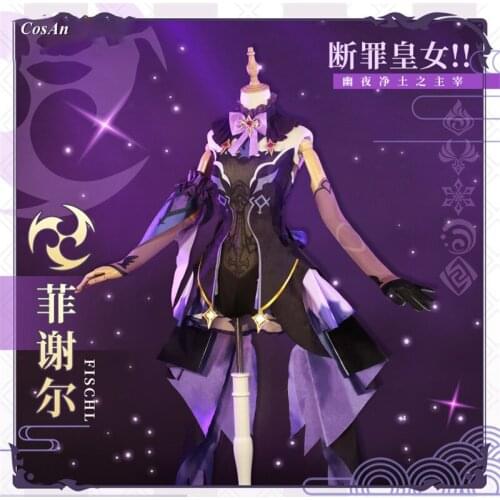 New Game Genshin Impact Fischl Cosplay Costume High Quality Purple Combat Uniform Female Activity Party Role Play Clothing S-L
