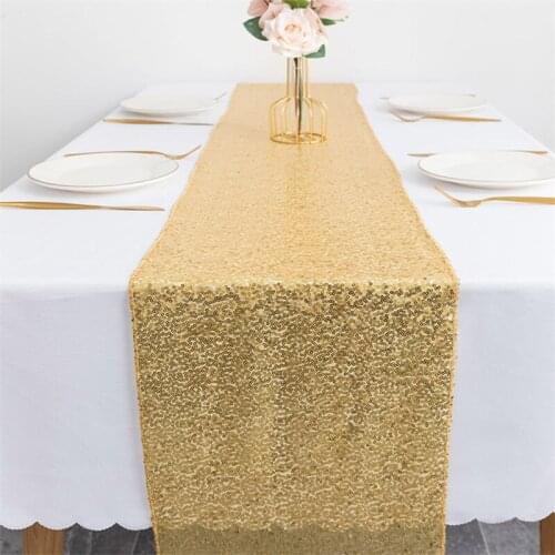 160cm 220cm 300cm Solid Color Table-runner with Shiny Sequins Rectangular Shaped Decorative Table Cloth for Weddings/ Banquets