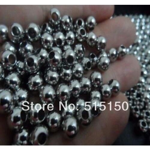 Wholesale High Shiny 100pcs 6mm jewelry finding / making in bulk silver Color Surgical Stainless Steel loose beads