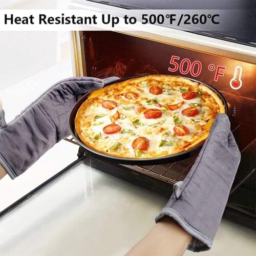 Oven Mitts Pot Holders Sets 500℉ Heat Resistant Silicone Roaster Gloves Soft Cotton Terry Mittens Anti-Slip Tools