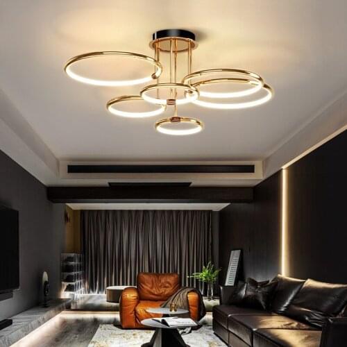 Modern Minimalist LED Chandelier Ceiling Home Decor Living Room Bedroom Chandelier Lamp Circle Creative Chandelier Lighting