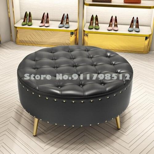 European-style clothing store sofa stool cloakroom leather dressing stool shoe store trying on shoes stool living room balcony l