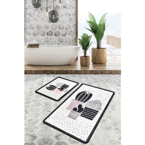 Three Cactus Djt 2 Piece Set Bath Mat Anti Bacterial Fluff Does Not Slip-Resistant Outsole Vivid Color Quality