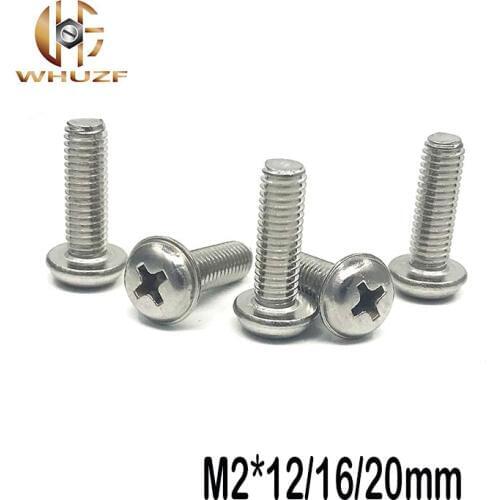 40pcs M2*12/14/16/20mm 304 stainless steel round head screws Pan head with pad screw With dental screw