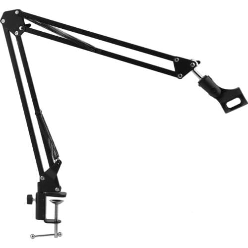 Extendable Recording Microphone Holder Suspension Boom Scissor Arm Stand Holder with Microphone Clip Table Mounting Clamp