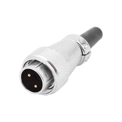 XA16 AC 500V 10A 2 Terminals Rubber Tube Metal Male Aviation Connector Joint