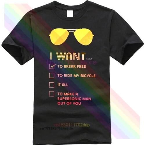 I Want To Break Free T Shirt for Men Queen T-Shirts Freddie Mercury Tees Rock Band Printed Clothes Graphic O Neck 100% Cotton