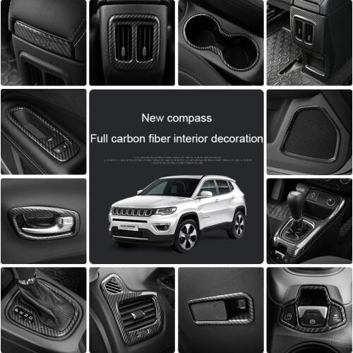 Full carbon fiber interior decoration Control center air conditioning air outlet protection cover accessories For Jeep Compass