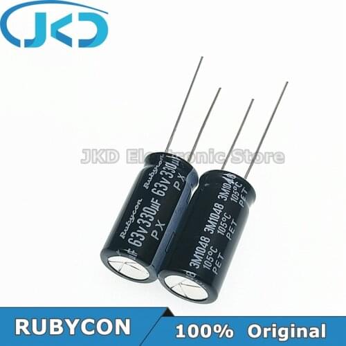 10pcs RUBYCON 330UF 63V 10*20mm 330UF63V 63V330UF 10x20mm Aluminum Electrolytic Capacitor 100% Original