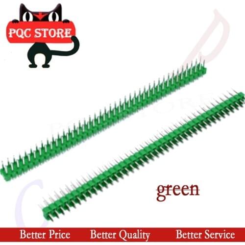10pcs green 2x40 Pin 2.54 double row header round header connector straight header
