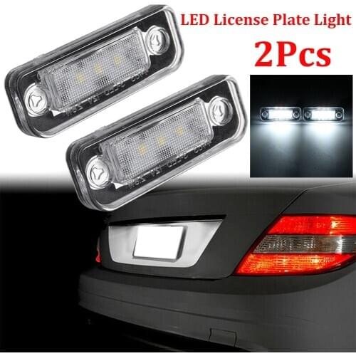 2pcs LED License Plate Light Lamp Error Free For Mercedes Benz W203 5D W211 W219 R171 SLK 2004-2011 E-Class T-Model 2003-2008