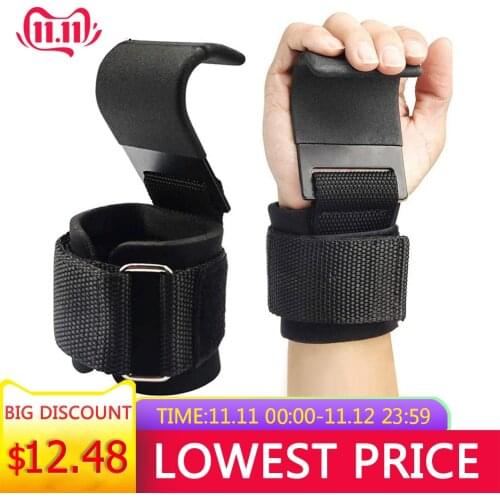 2PCS Weight Lifting Hooks Lifting-Hook Hand-Bar Fitness Wrist Straps Heavy Duty Pull-ups Power Lifting Grips Padded Workout Hook
