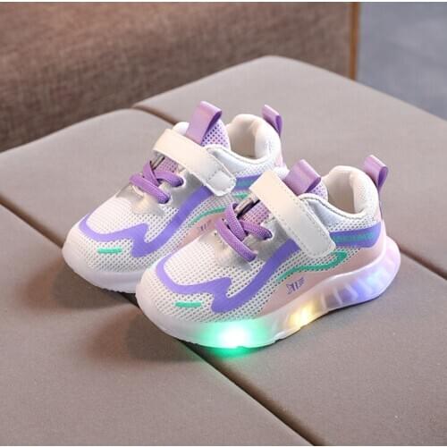 2021 Kids Toddler Shoes Led Glowing Sneakers With Light Children Running Shoes Non-slip Fashion Luminous Sport Shoes For Girls B