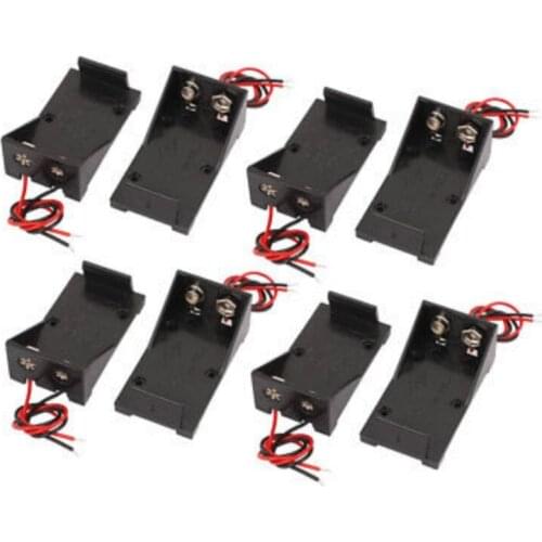 5pcs/set 2-Wires Lead 9V Battery Holder Screw Mounted Storage Case Box Connector