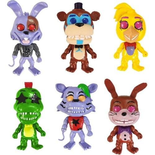 6Pcs/set Game FNAF Toys Five Nights Midnight Toy Bear Foxy Fazbear Nightmare Action Figure Child Kids Gift