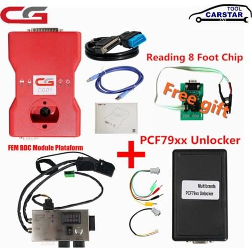 Auto Key Programmer Diagnosis Tool CGDI Prog For BMW CAS1 CAS2 CAS3 CAS4 with OBDOK Multibrands/Gearbox plug/8 Foot chip