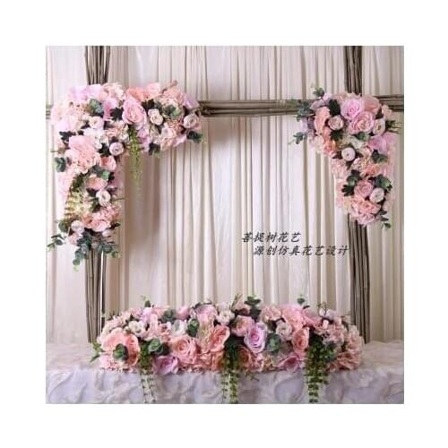 White with cute pink Wedding Flower Wall Artifical Silk Flower Backdrop Wedding Decoration 3pcs/lot