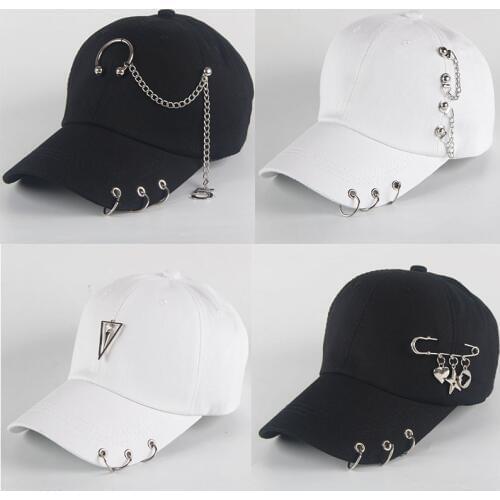 Europe and the United States Wind Personality Chain Iron Ring Baseball Cap Wild Students Curved Canopy Cap Woman