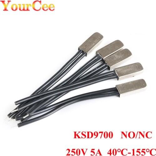5PCS KSD9700 40~105 Degree Bimetal Disc Temperature Switch 250V 5A Normal Open Close Closed Thermostat Thermal NO NC Protector