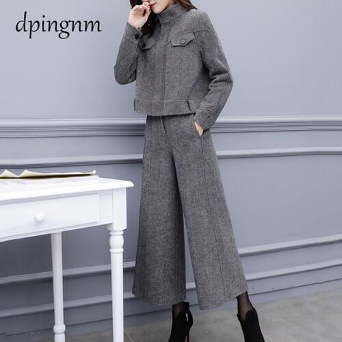 New arrival women high quality blazer temperament fashion wild suit slim pant comfortable autumn wid leg office pant suits