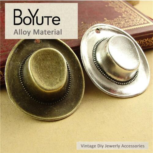 BoYuTe (10 Pieces/Lot) 36*43MM Vintage Zinc Alloy Hat Pendant Antique Bronze Silver Plated Diy Jewelry Accessories Findings