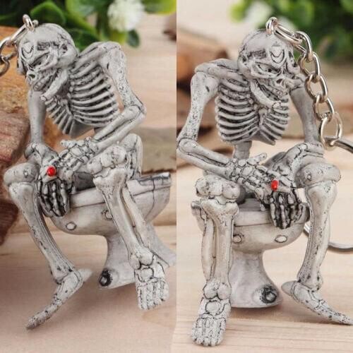 Keyfob Chain 1x Keychain Accessories Rubber Toilet Key Skull Keyring Car Unisex