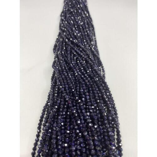 High Quality Natural Stone Cut Small Faceted Blue Sand Round Beads 2mm 3mm For Jewelry Making DIY Necklace Bracelet Earring