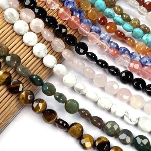 25Pcs Natural Stone Beads Semi-precious Circular Section Loose Beads For DIY Necklace Bracelet Handiwork Jewelry Accessory