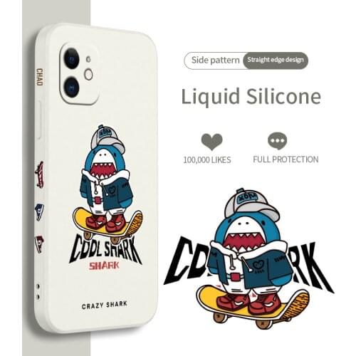 The Skateboard Shark Phone Case For iPhone 12 Pro Max 11 X XS XR XSMAX SE2020 8 8Plus 7 7Plus 6 6S Plus Liquid Cover