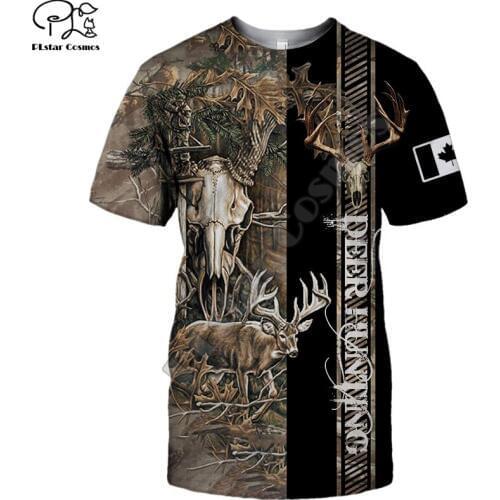 Men women NewFashion Deer Hunting t shirt hunter Summer Skull 3d tshirts fishing fish reaper print tees casual short sleeve tops