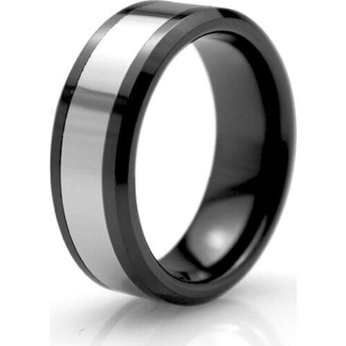 2015 Hot Sale Class Ring Steel Inlaid Summer Style 8mm Ceramic Ring Women Mens Birthday Anniversary Gift Jewelry Size 9