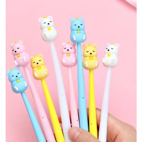 Hamster Gel Pen Kawaii Stationery Cute Pens Novelty Student Gel Pen Black Writing Stationery Pens Kawaii School Supplies