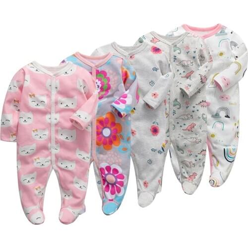 6pieces/lot Baby rompers Newborn Baby Girls Boys Clothes 100% Cotton Long Sleeves Baby Pajamas Cartoon Printed Babys Sets