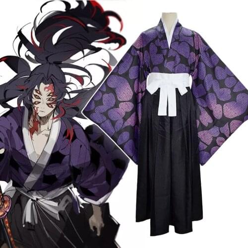 Anime Demon Slayer Kokushibou Cosplay Kimono Suits Kimetsu no Yaiba Costumes Tsugikuni Michikatsu Wig Juuni Kitsuki Costume