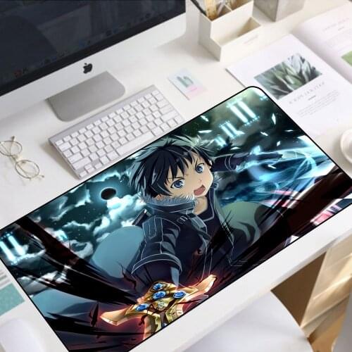 Blue Boy Mouse Pad Anime Rgb with USB Interface Office Gaming Accessories Desk Mat Rubber Notebook Mini Pc Led Glowing Mousepad