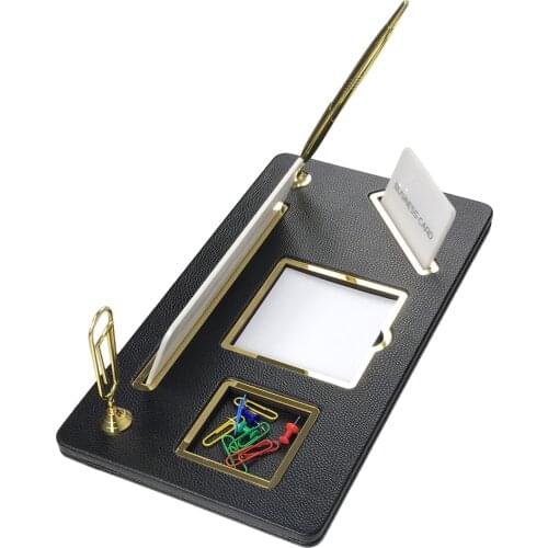 Leather Desk Name Plate Organizer Business Card, Note and Pen Holder Desk Accessories Plaque Custom Nameplates