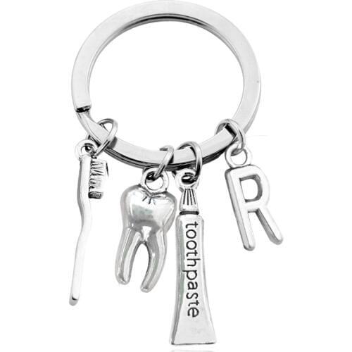 Creative Key Ring Teeth Toothbrush Toothpaste Alphabet Keychain Appeal To Care For The Dental Doctor Nurse Family Jewelry