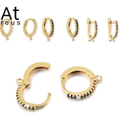 Copper Gold Leverback Earwire CZ Zircon Austrian Crystal Hoop Earring Findings For DIY Women Jewelry Making Earrings Hook Clasps