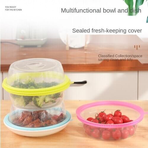 Reusable Stacked Refrigerator Dish Cover Dust Bowl Cover Microwave Oven Oil Splash Cover Silicone Stretch Lids Kitchen Tools