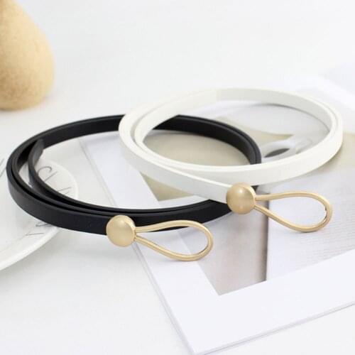 Fashion Shiny PU Leather Waist Belt for Women Narrow Thin Belts Waistband Knot Straps for Dress Party Belt Skirt Belt Women Lady