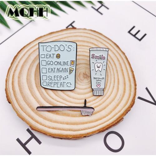 Cartoon Toothpaste Toothbrush Teeth Enamel Brooch Smile Love Alloy Badge Shirt Bag Pins Accessories Women Jewelry Gift For Kid