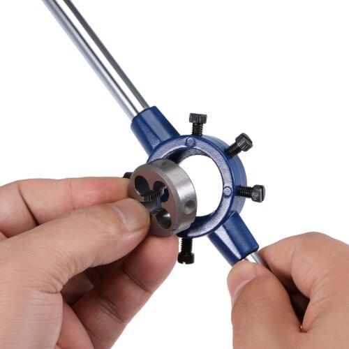 Uxcell Round Die Stock Handle Wrench Set 1/2-13 UNC Threading Die and 38mm Die Holder with 5 Adjustable Screws
