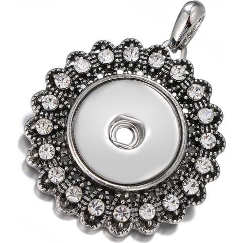 New Crystal Flowers 18mm Snap Button Pendant Necklace Watches Women One Direction Ethnic Jewelry Snap Pendants