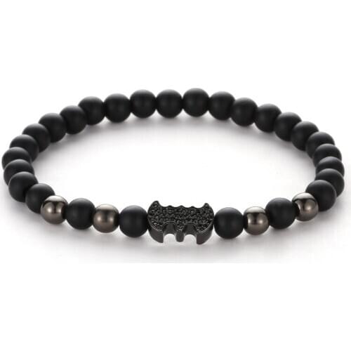 Noble Matte Black Stone 6mm Beads distance Bracelets Pave CZ 4 colors Accessories Bracelets for Women&Men Handmade Jewelry Gift