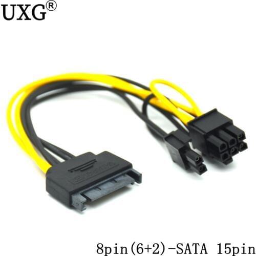 Single SATA 15 pin turn to 8 Pin graphics card power connector line 6PIN+2PIN adapter cable 15P to 8P graphics card line Cable