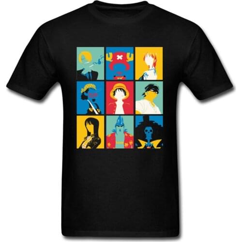 One Piece T-shirt Men Tshirt Anime T Shirt Zoro Luffy Pirate Family Tops Tees Newest Japan Style Clothes Cotton Fabric Black